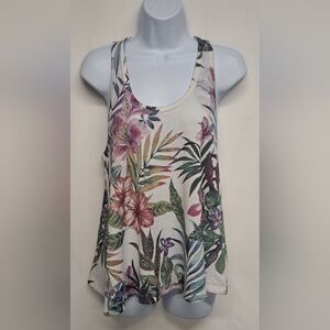 Gaze Floral Racerback Knit Top Stretch M